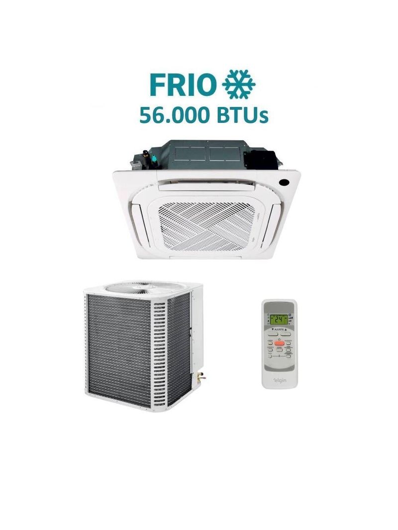 Ar Condicionado Split Cassete 4 Vias Elgin 56000 BTUs Frio Inverter 220V R32 KVFI60C2NA