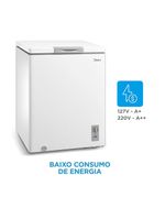 Freezer Midea Horizontal 145L 1 Porta Branco 220V (MDRC207SLA012)