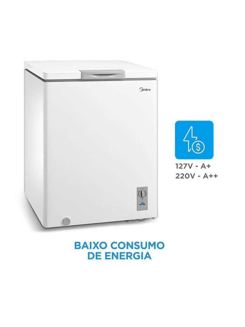 Freezer Midea Horizontal 145L 1 Porta Branco 220V (MDRC207SLA012)