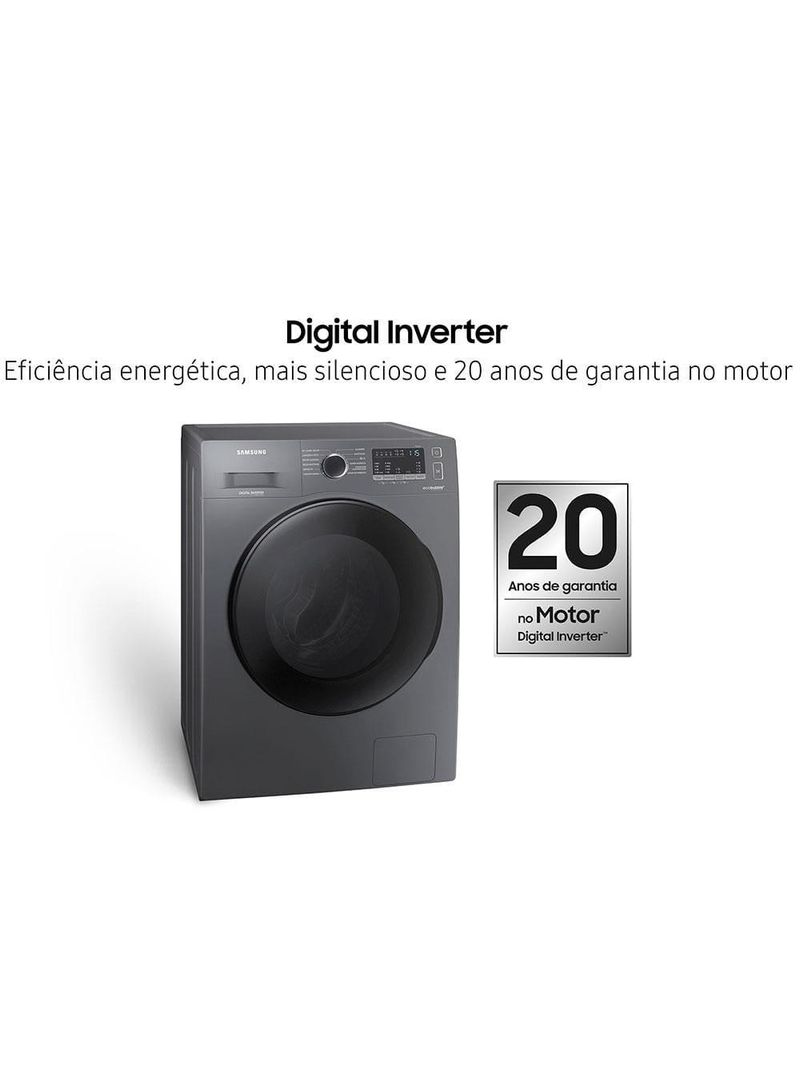Lava e seca samsung wd11a 3 em 1 inox look com ecobubble e lavagem a seco wd11a4453bx – 11 kg
