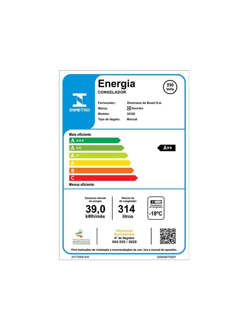 Freezer horizontal electrolux hi330 com tecnologia inverter, pés com rodízio, gás refrigerante r600a e degelo manual branco - 314 litros