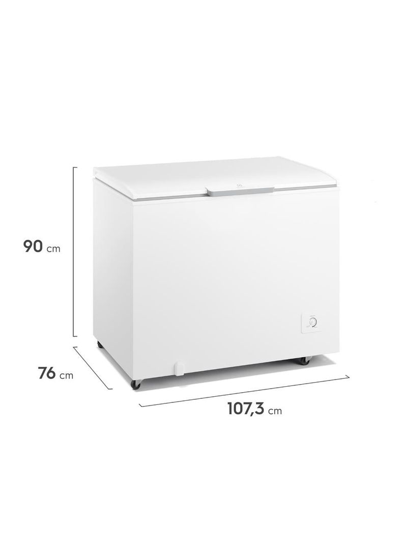 Freezer horizontal electrolux hi330 com tecnologia inverter, pés com rodízio, gás refrigerante r600a e degelo manual branco - 314 litros