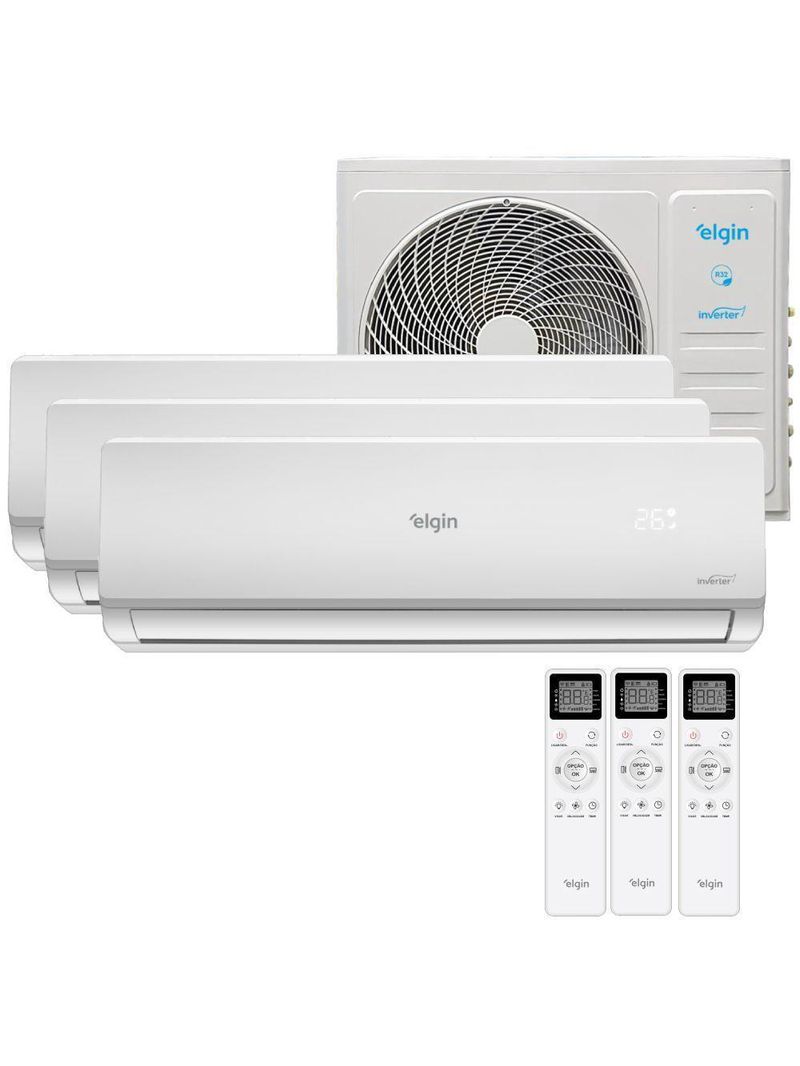 Ar Condicionado Tri Split Elgin 27000 BTUs (HW 3x09K) Quente e Frio Inverter 220V R32 MTQE27C2CB
