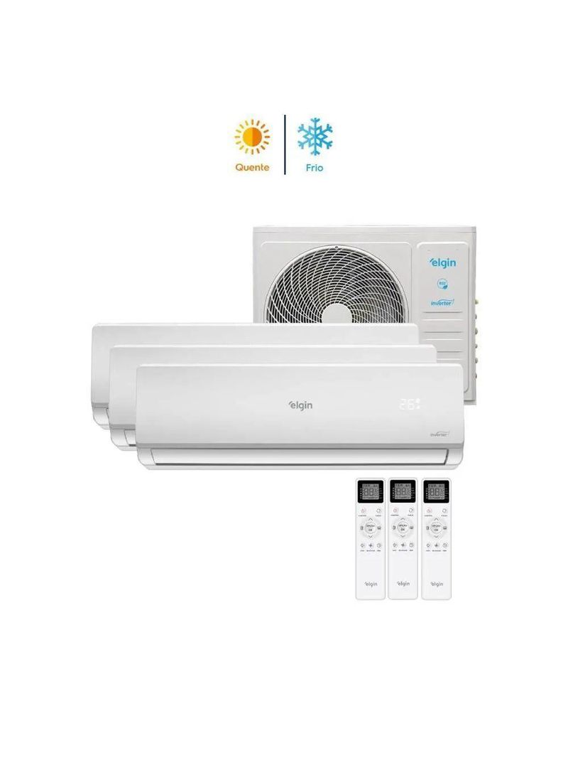 Ar Condicionado Tri Split Elgin 27000 BTUs (HW 3x09K) Quente e Frio Inverter 220V R32 MTQE27C2CB