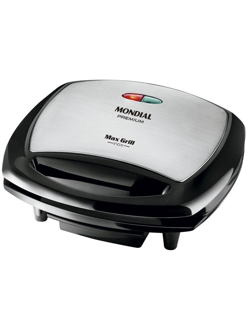 Grill mondial premium max grill g-07 com espátula e bandeja coletora - preto/inox
