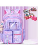 Kit Mochila Escolar Infantil Grande Capacidade Mais Estojo Escolar Grande Com 4 Compartimento pink