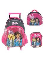 Kit Mochila De Rodinhas Escolar Lancheira E Estojo Barbie