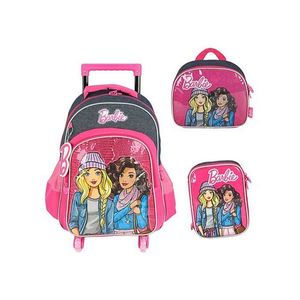 Kit Mochila De Rodinhas Escolar Lancheira E Estojo Barbie