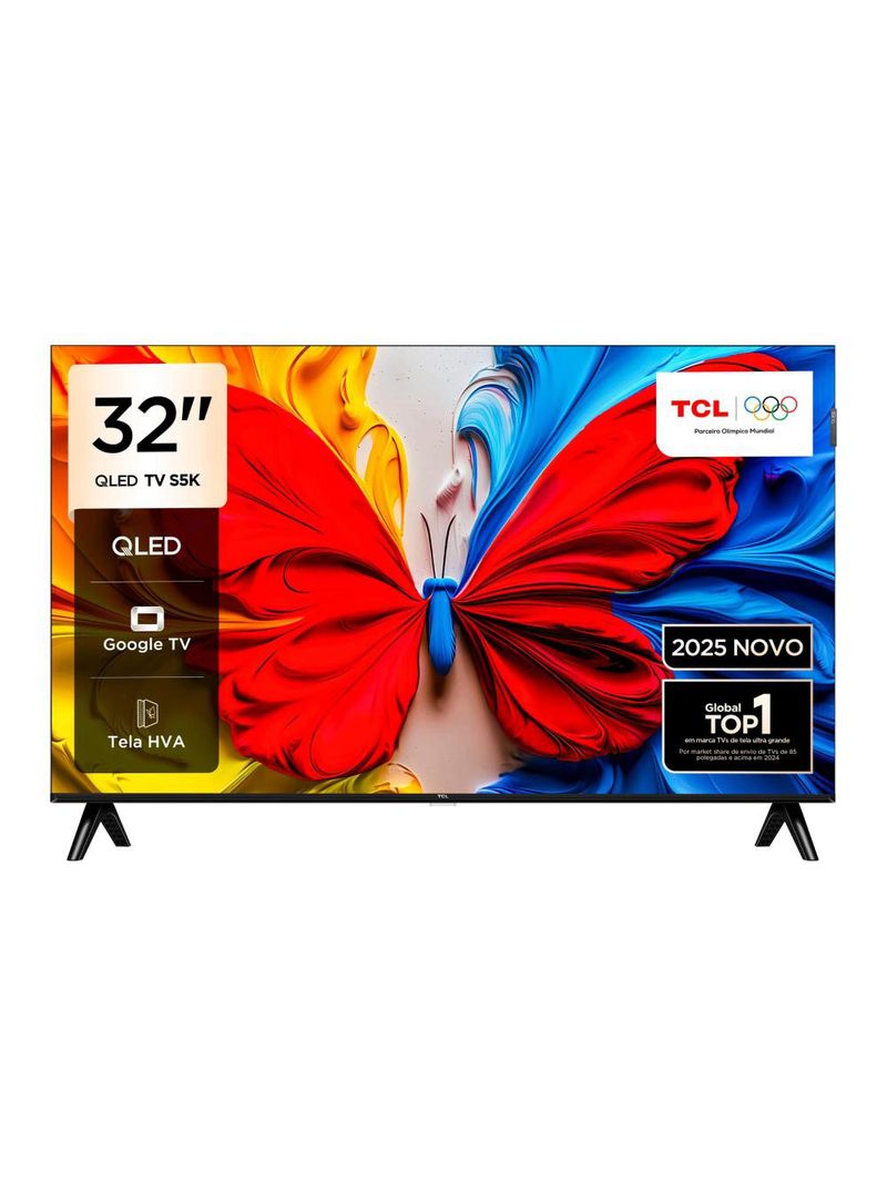 Smart tv 32” fhd tcl 32s5k qled dolby audio google tv
