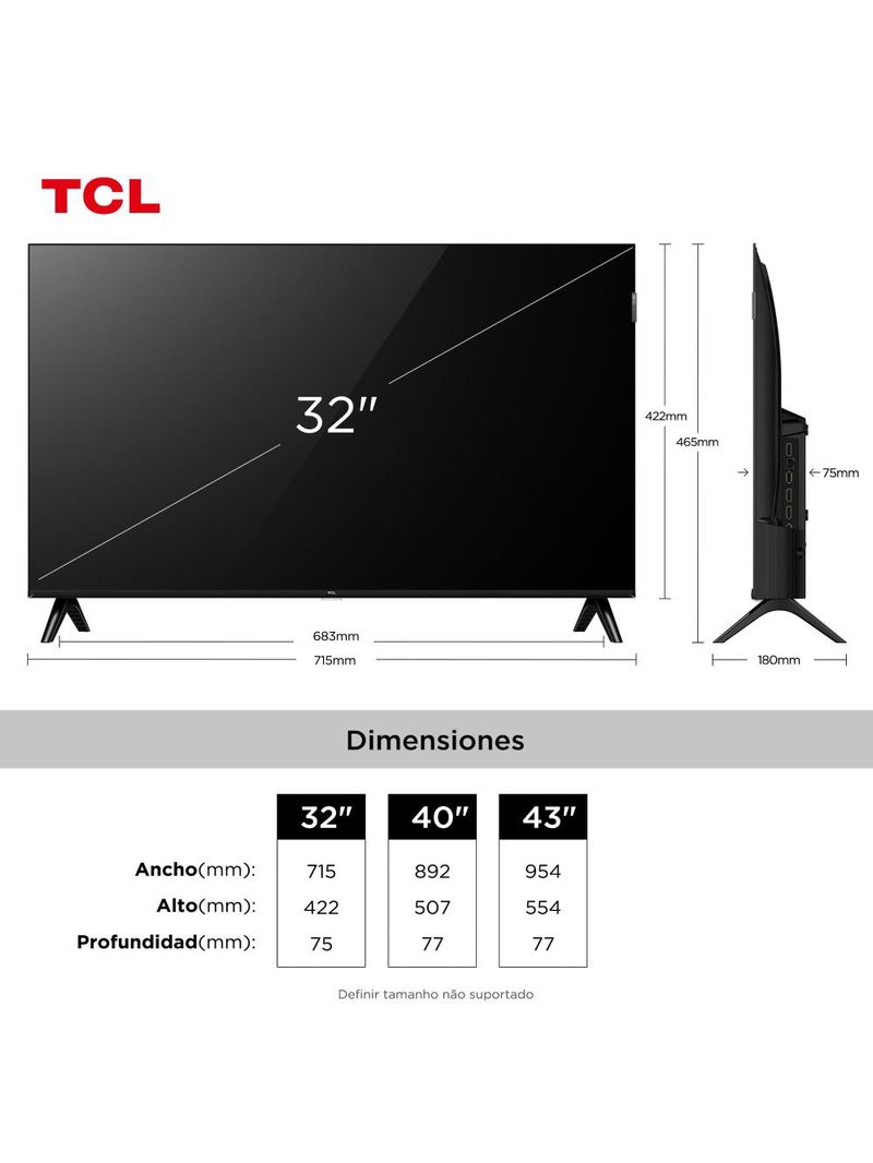 Smart tv 32” fhd tcl 32s5k qled dolby audio google tv