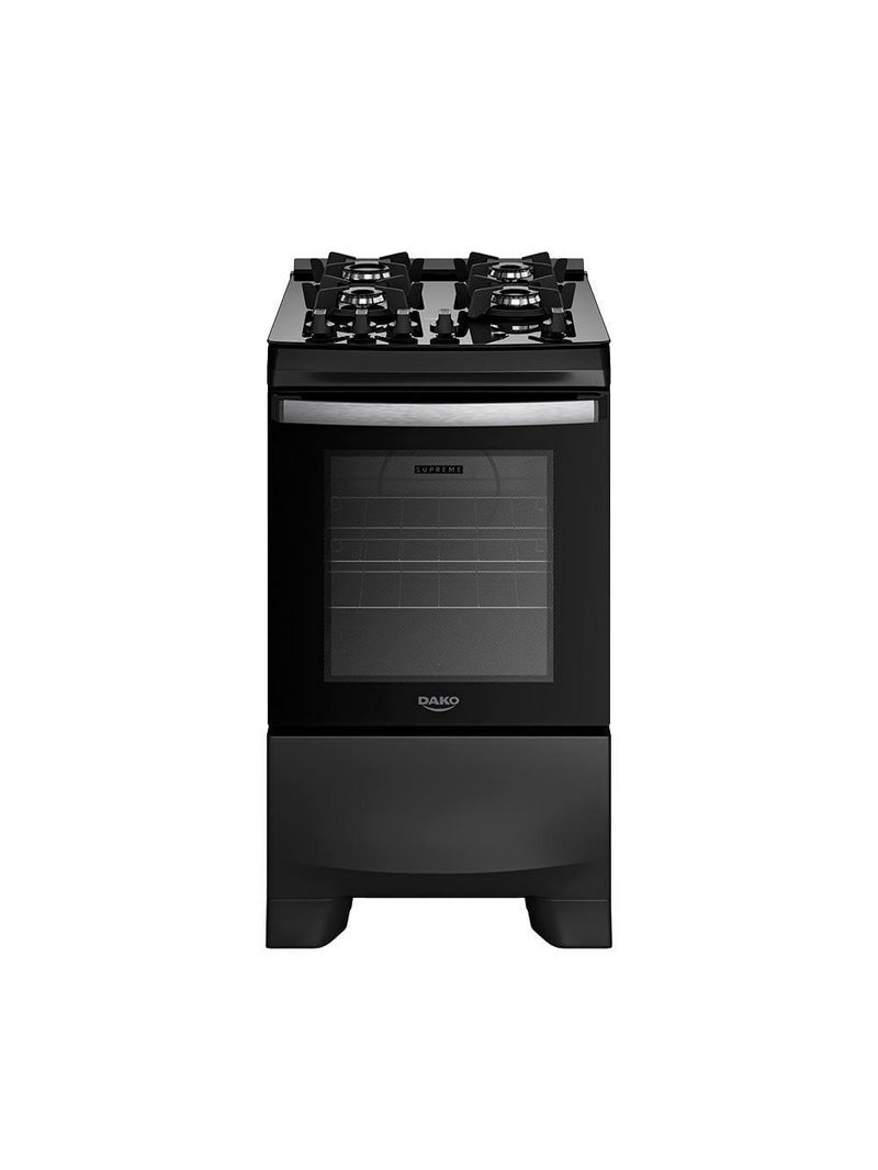 Fogão 4 bocas dako supreme glass com mesa de vidro e acendimento automático preto - bivolt