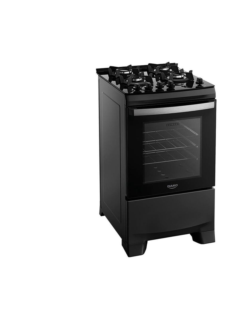 Fogão 4 bocas dako supreme glass com mesa de vidro e acendimento automático preto - bivolt