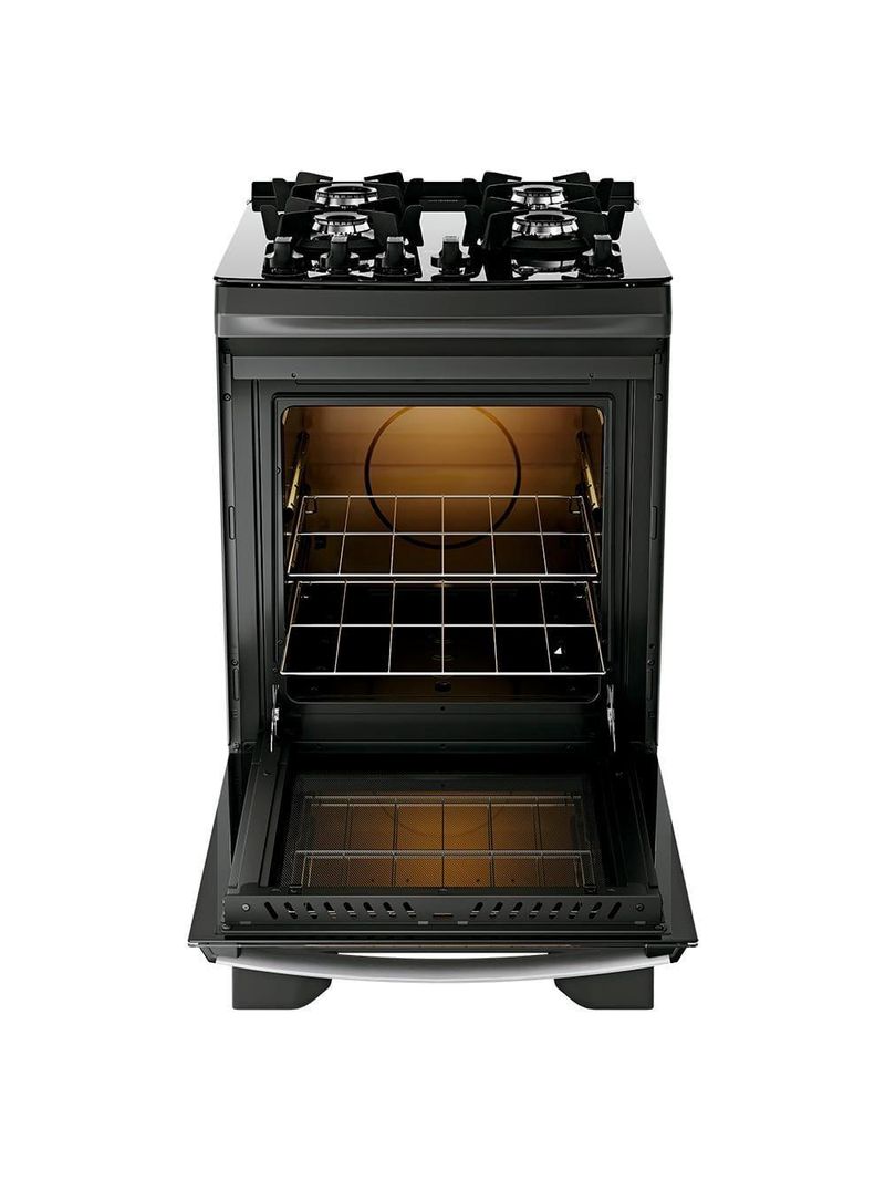 Fogão 4 bocas dako supreme glass com mesa de vidro e acendimento automático preto - bivolt