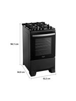 Fogão 4 bocas dako supreme glass com mesa de vidro e acendimento automático preto - bivolt