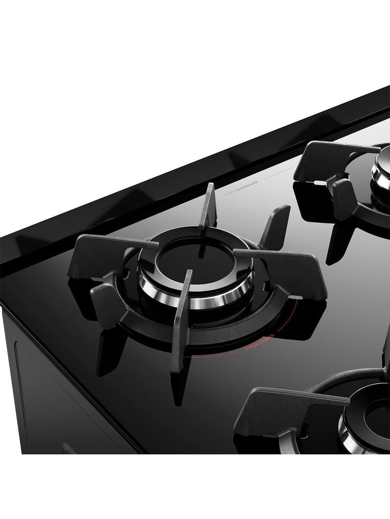 Fogão 4 bocas dako supreme glass com mesa de vidro e acendimento automático preto - bivolt