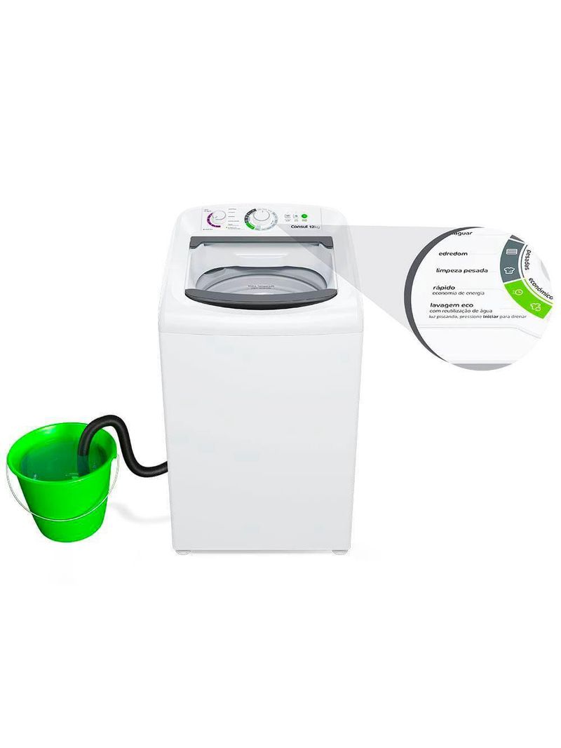 Lavadora de roupas consul 12kg cwh12bb com dosagem econômica e ciclo edredom – branca