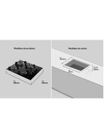 Cooktop a gás 4 bocas dako supreme com queimador tripla chama preto – bivolt