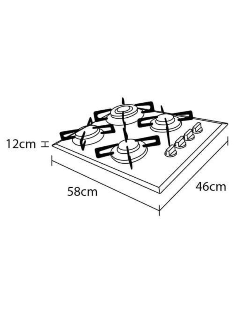 Cooktop a gás 4 bocas dako supreme com queimador tripla chama preto – bivolt