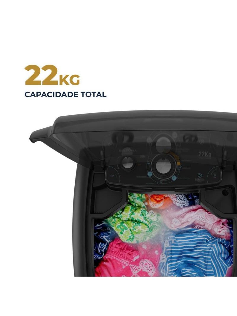 Lavadora de roupas britânia blt22p semi automática 22kg preta