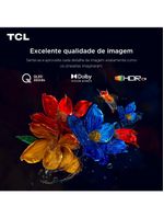 Smart tv 65” tcl qled 4k ultra hd 65p7k com sistema operacional google tv, hdr10+, hdmi 21, chromecast built-in, dolby vision e atmos
