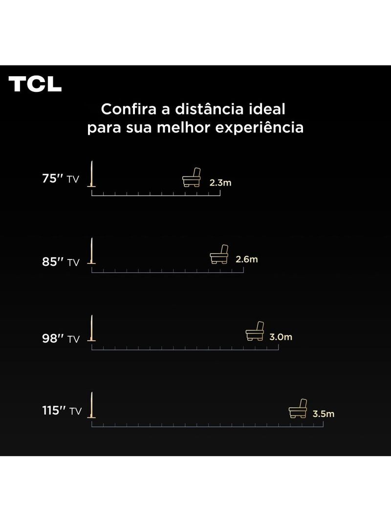 Smart tv 65” tcl qled 4k ultra hd 65p7k com sistema operacional google tv, hdr10+, hdmi 21, chromecast built-in, dolby vision e atmos