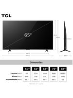 Smart tv 65” tcl qled 4k ultra hd 65p7k com sistema operacional google tv, hdr10+, hdmi 21, chromecast built-in, dolby vision e atmos