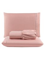 Jogo cama lençol unique king micro percal 400 fios ponto palito 3 peças - rosê