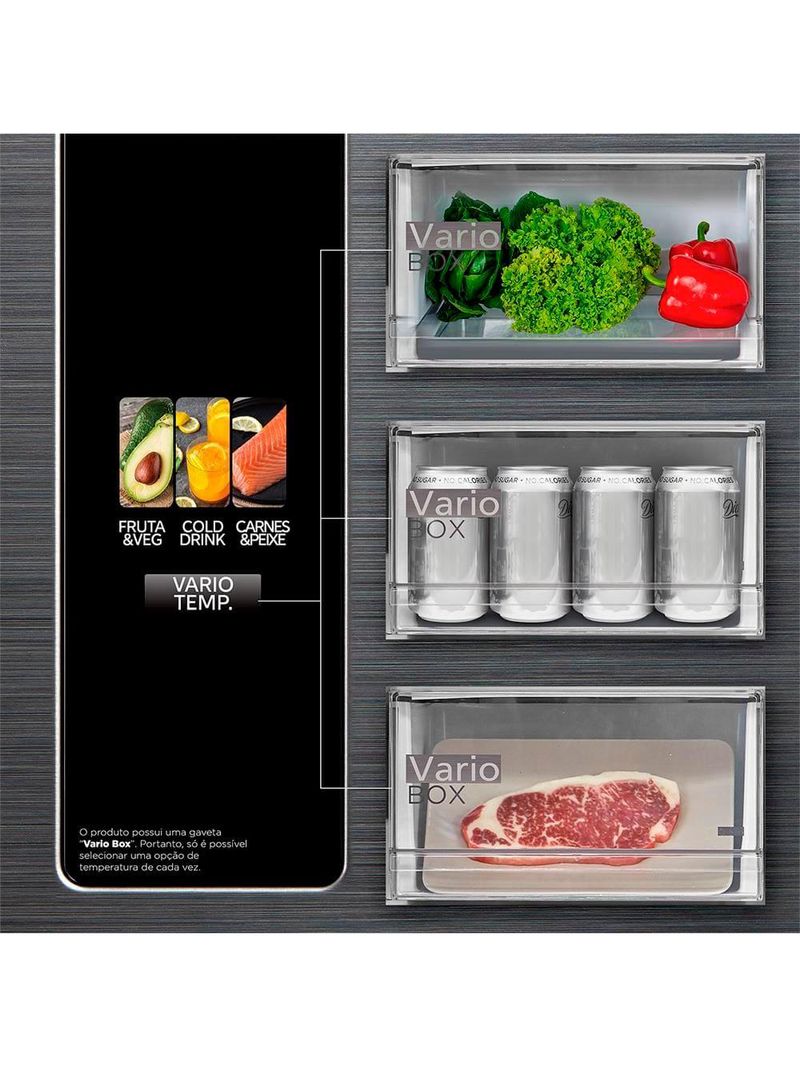 Geladeira midea french door frost free md-rf691fgd463 com tecnologia inverter smart bivolt inox - 474l