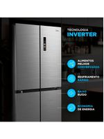 Geladeira midea french door frost free md-rf691fgd463 com tecnologia inverter smart bivolt inox - 474l