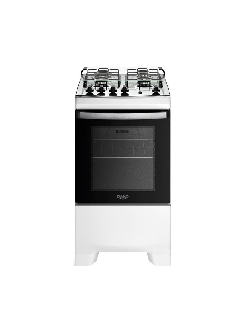 Fogão 4 bocas dako supreme com mesa em inox e acendimento automático branco – bivolt
