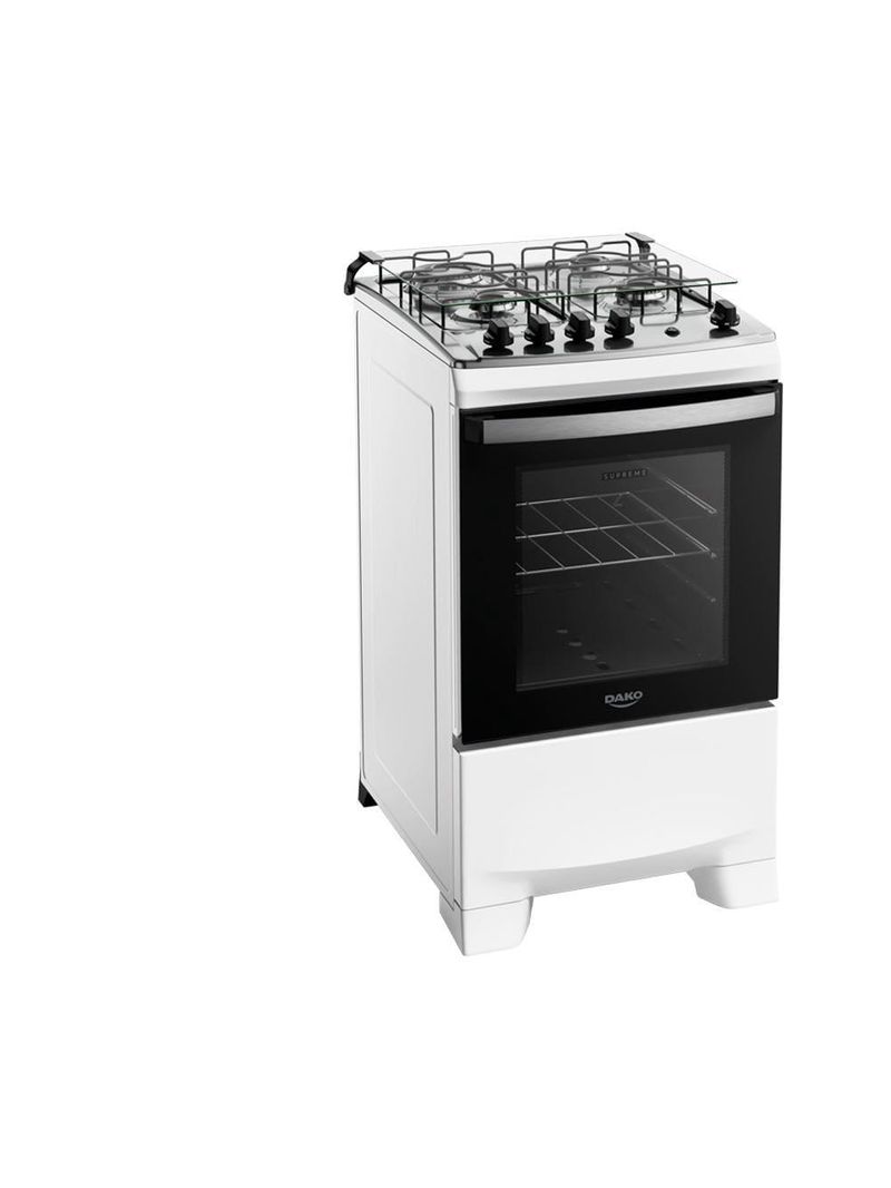 Fogão 4 bocas dako supreme com mesa em inox e acendimento automático branco – bivolt