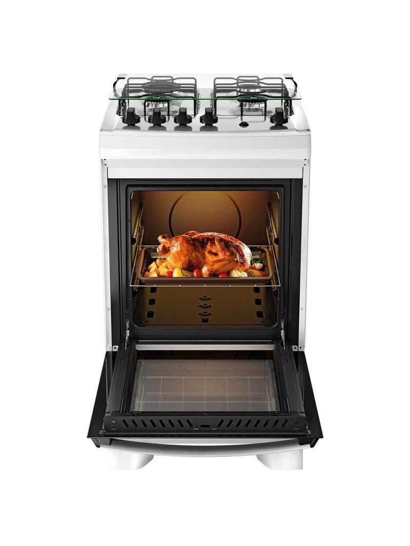 Fogão 4 bocas dako supreme com mesa em inox e acendimento automático branco – bivolt