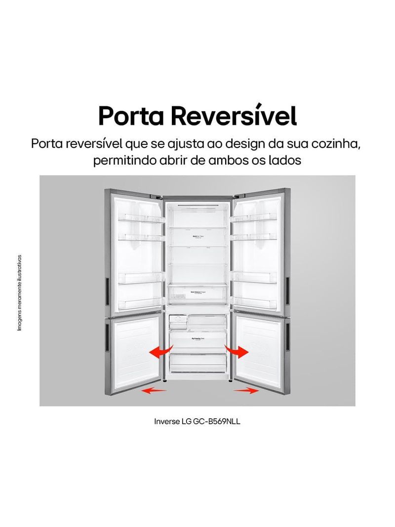Geladeira lg frost free inverse conectividade inteligente inox look - 451l