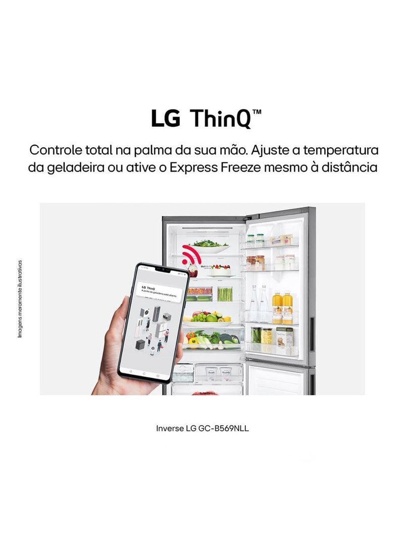 Geladeira lg frost free inverse conectividade inteligente inox look - 451l
