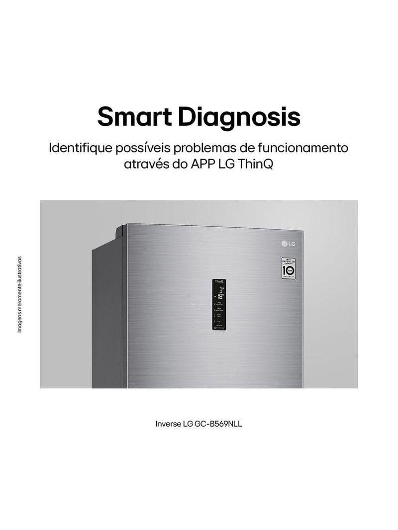 Geladeira lg frost free inverse conectividade inteligente inox look - 451l