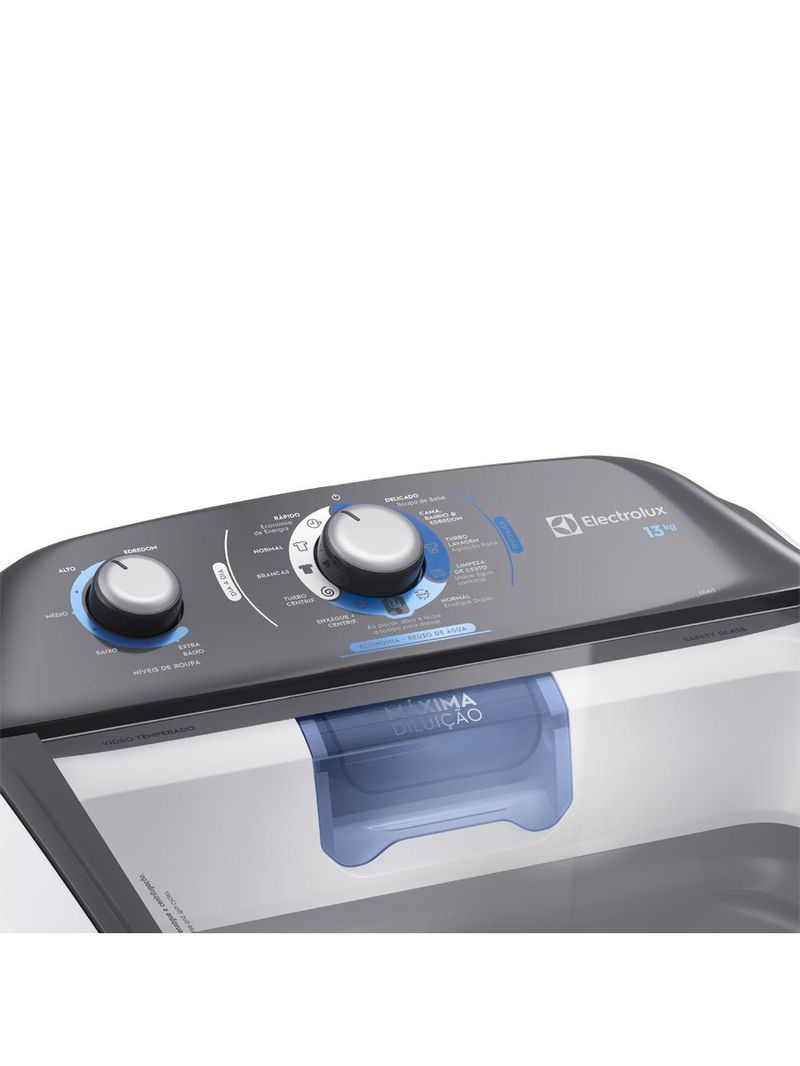 Máquina de Lavar Electrolux LDA13 Efficient – Branca | 13kg | Duplo Dispenser | Máxima Diluição | Cesto Inox