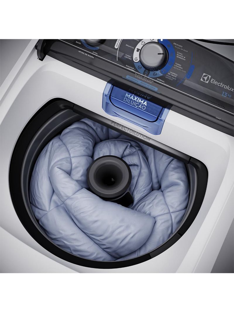Máquina de Lavar Electrolux LDA13 Efficient – Branca | 13kg | Duplo Dispenser | Máxima Diluição | Cesto Inox