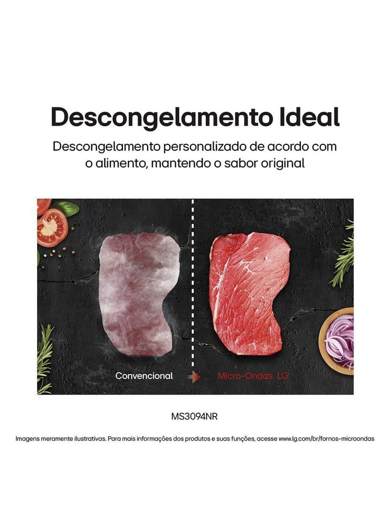 Forno micro-ondas lg ms3094nra com visual neochef e limpa fácil – espelhado