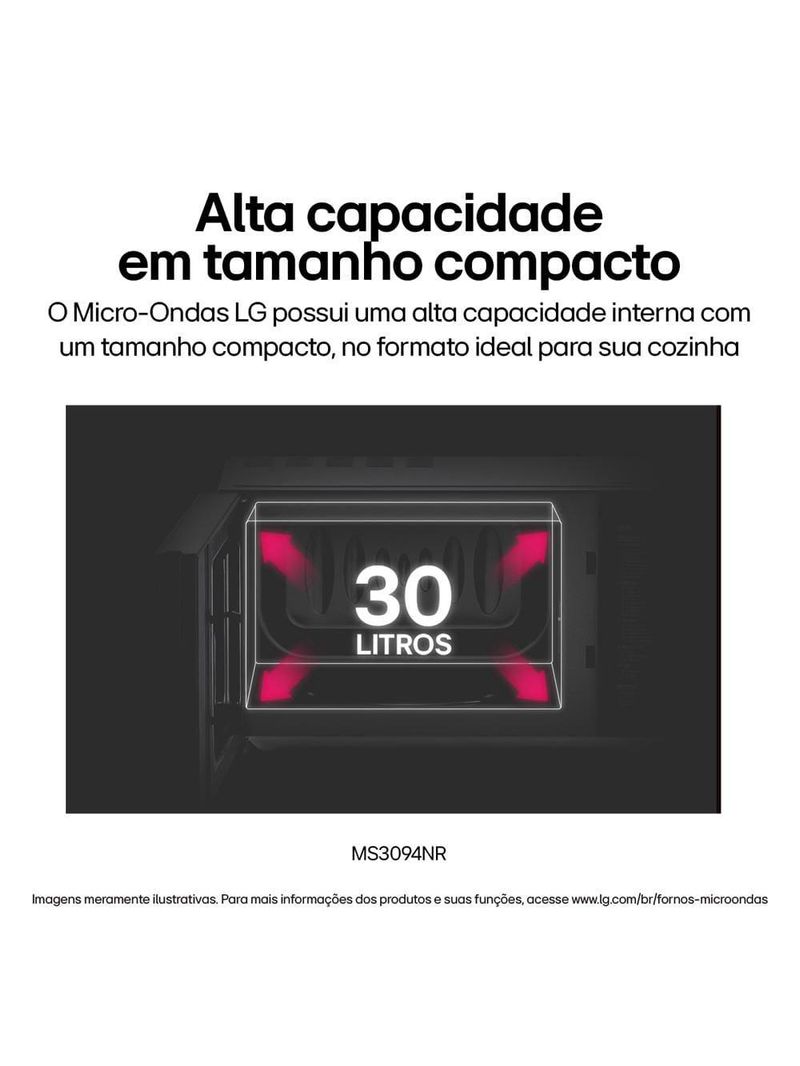 Forno micro-ondas lg ms3094nra com visual neochef e limpa fácil – espelhado
