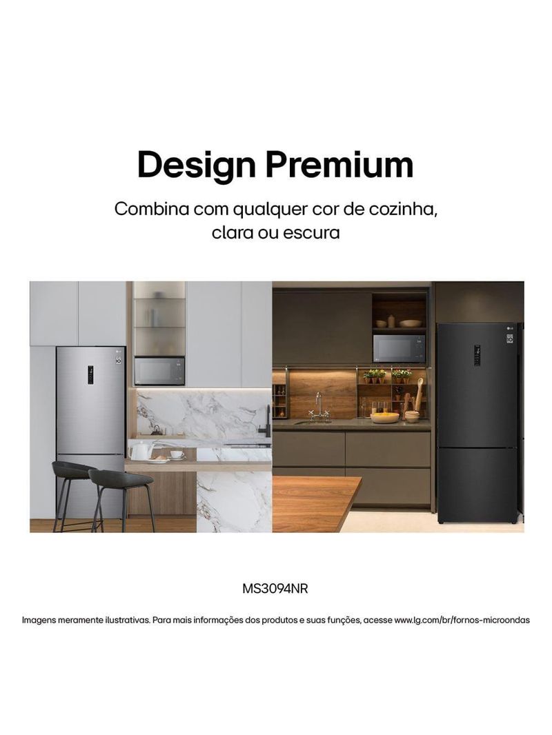 Forno micro-ondas lg ms3094nra com visual neochef e limpa fácil – espelhado
