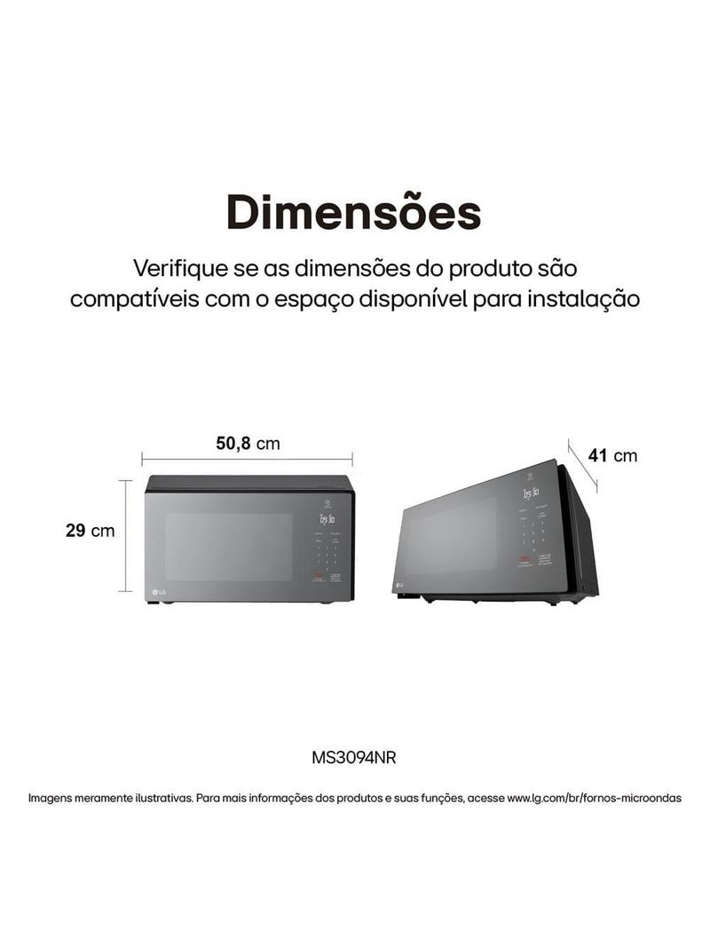 Forno micro-ondas lg ms3094nra com visual neochef e limpa fácil – espelhado