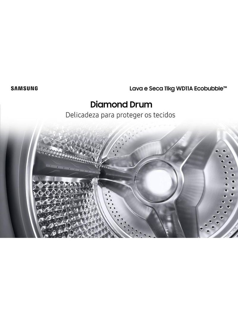 Lava e seca samsung wd11a 3 em 1 branca com ecobubble e lavagem a seco wd11a4453bw – 11 kg