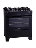 Fogão atlas 5 bocas mônaco top glass com mesa de vidro e acendimento automático bivolt – preto