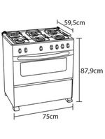 Fogão atlas 5 bocas mônaco top glass com mesa de vidro e acendimento automático bivolt – preto