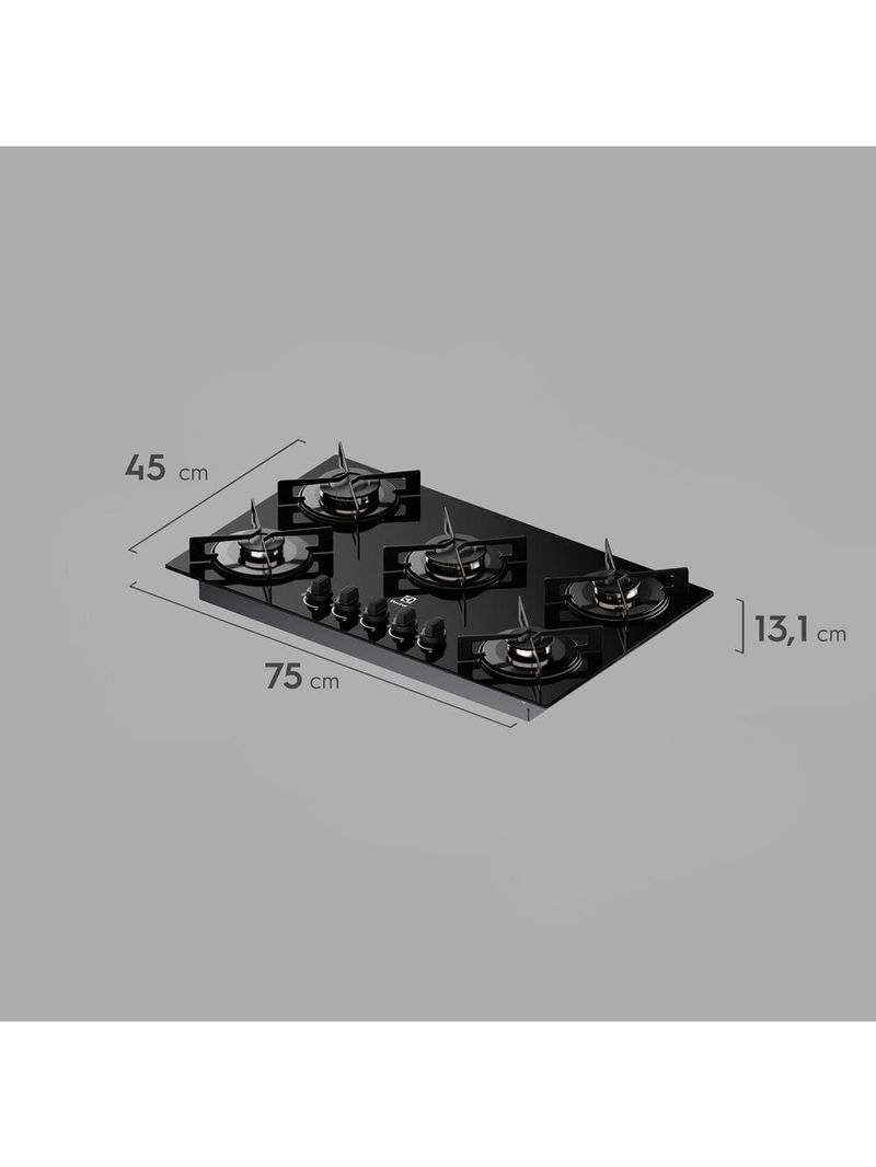 Cooktop 5 bocas electrolux ke5gr efficient mesa de vidro grade de aço fosco bivolt