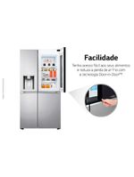 Geladeira lg frost free 598l side by side inverter gc-x257csh tecnologia instaview e uvnano aço escovado