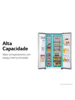 Geladeira lg frost free 598l side by side inverter gc-x257csh tecnologia instaview e uvnano aço escovado