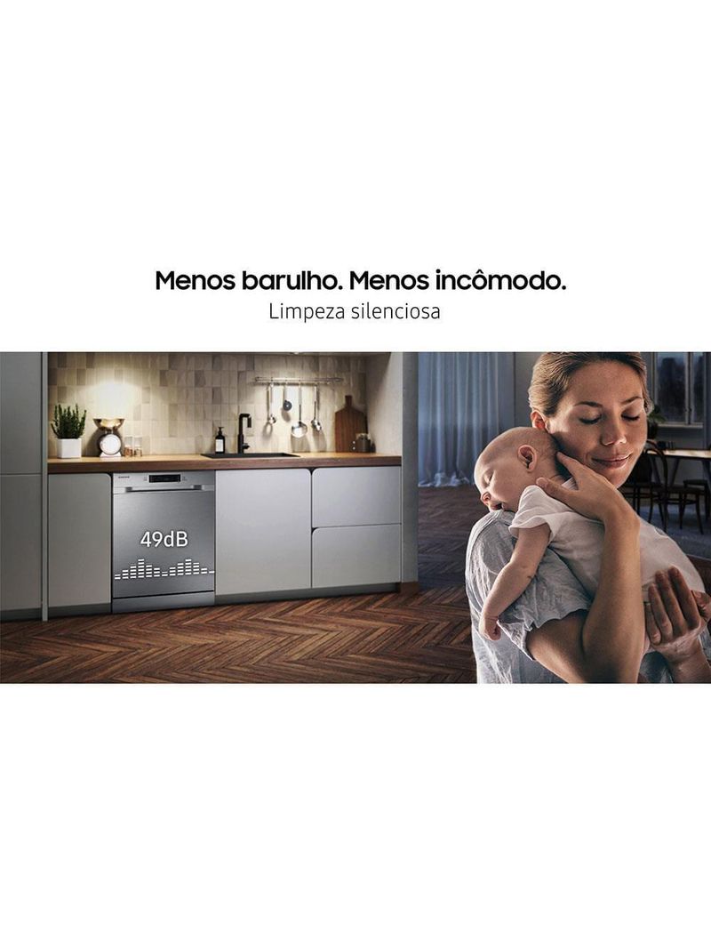 Lava-louças samsung dw60c7050fs/az 14 serviços com display de led 110v – inox