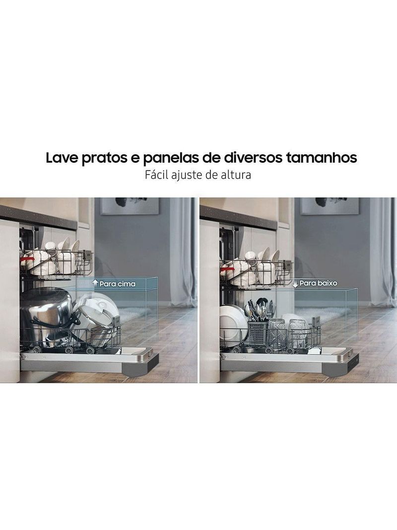 Lava-louças samsung dw60c7050fs/az 14 serviços com display de led 110v – inox