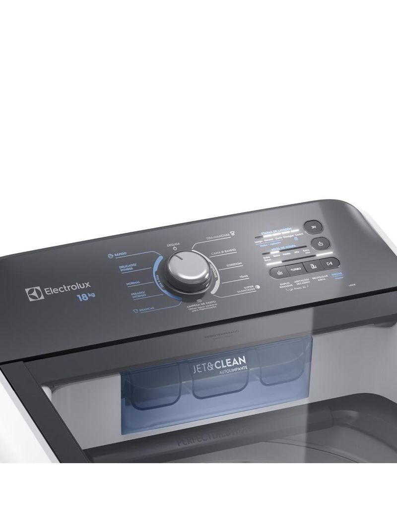 Lavadora de roupas electrolux efficient lee18 18kg cesto inox filtro de fiapos tecnologia jet&clean branca